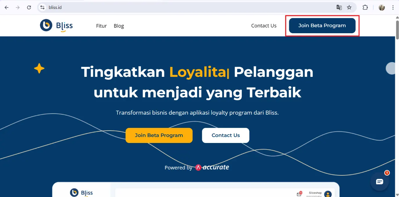 Login dan Log Out akun bliss